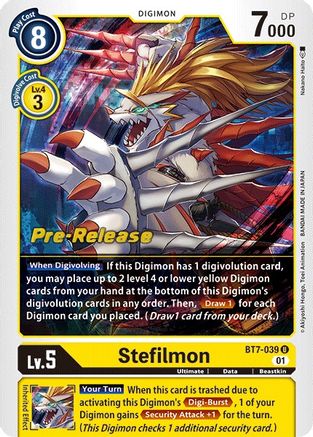 Stefilmon (BT7-039) - Next Adventure Pre-Release Cards Foil - Premium Digimon Single from Bandai - Just $0.88! Shop now at Game Crave Tournament Store