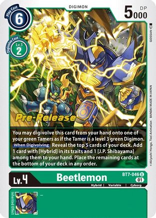 Beetlemon (BT7-046) - Next Adventure Pre-Release Cards Foil - Premium Digimon Single from Bandai - Just $0.70! Shop now at Game Crave Tournament Store