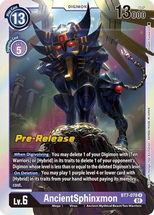 AncientSphinxmon (BT7-078) - Next Adventure Pre-Release Cards - Premium Digimon Single from Bandai - Just $0.08! Shop now at Game Crave Tournament Store