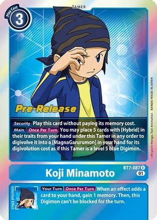 Koji Minamoto (BT7-087) - Next Adventure Pre-Release Cards Foil - Premium Digimon Single from Bandai - Just $1.51! Shop now at Game Crave Tournament Store