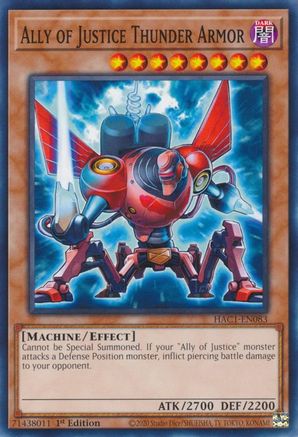Ally of Justice Thunder Armor (HAC1-EN083) - Hidden Arsenal: Chapter 1 1st Edition - Premium Yugioh Single from Konami - Just $0.25! Shop now at Game Crave Tournament Store