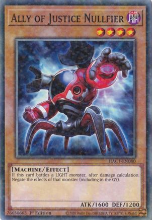 Ally of Justice Nullfier (Duel Terminal) (HAC1-EN080) - Hidden Arsenal: Chapter 1 1st Edition - Premium Yugioh Single from Konami - Just $0.25! Shop now at Game Crave Tournament Store