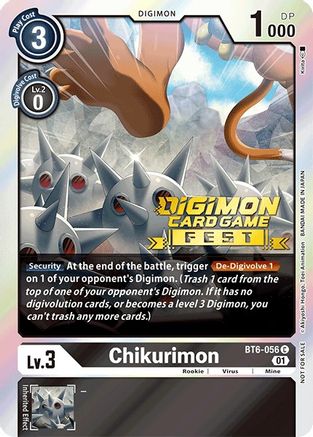 Chikurimon (Digimon Card Game Fest 2022) (BT6-056) - Double Diamond Foil - Premium Digimon Single from Bandai - Just $0.50! Shop now at Game Crave Tournament Store