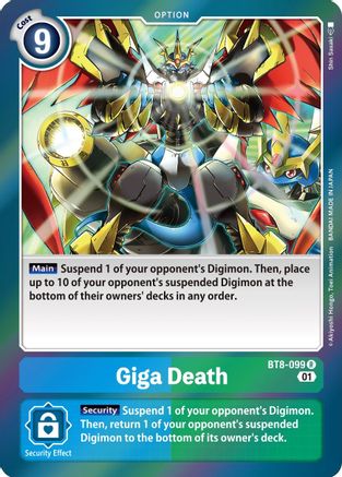 Giga Death (BT8-099) - New Awakening Foil - Premium Digimon Single from Bandai - Just $0.08! Shop now at Game Crave Tournament Store