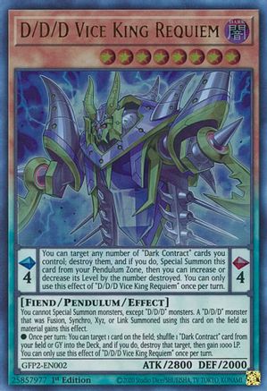 D/D/D Vice King Requiem (GFP2-EN002) - Ghosts From the Past: The 2nd Haunting 1st Edition - Premium Yugioh Single from Konami - Just $0.25! Shop now at Game Crave Tournament Store
