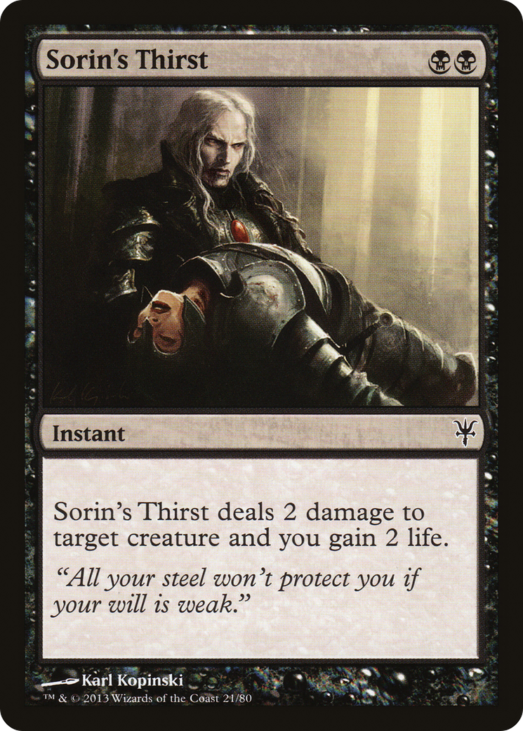 Sorin's Thirst (DDK-021) - Duel Decks: Sorin vs. Tibalt - Premium MTG Single from Wizards of the Coast - Just $0.08! Shop now at Game Crave Tournament Store