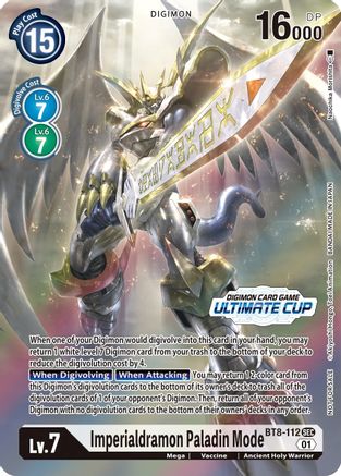 Imperialdramon Paladin Mode (Ultimate Cup 2022) (BT8-112) - New Awakening Foil - Premium Digimon Single from Bandai - Just $949.99! Shop now at Game Crave Tournament Store