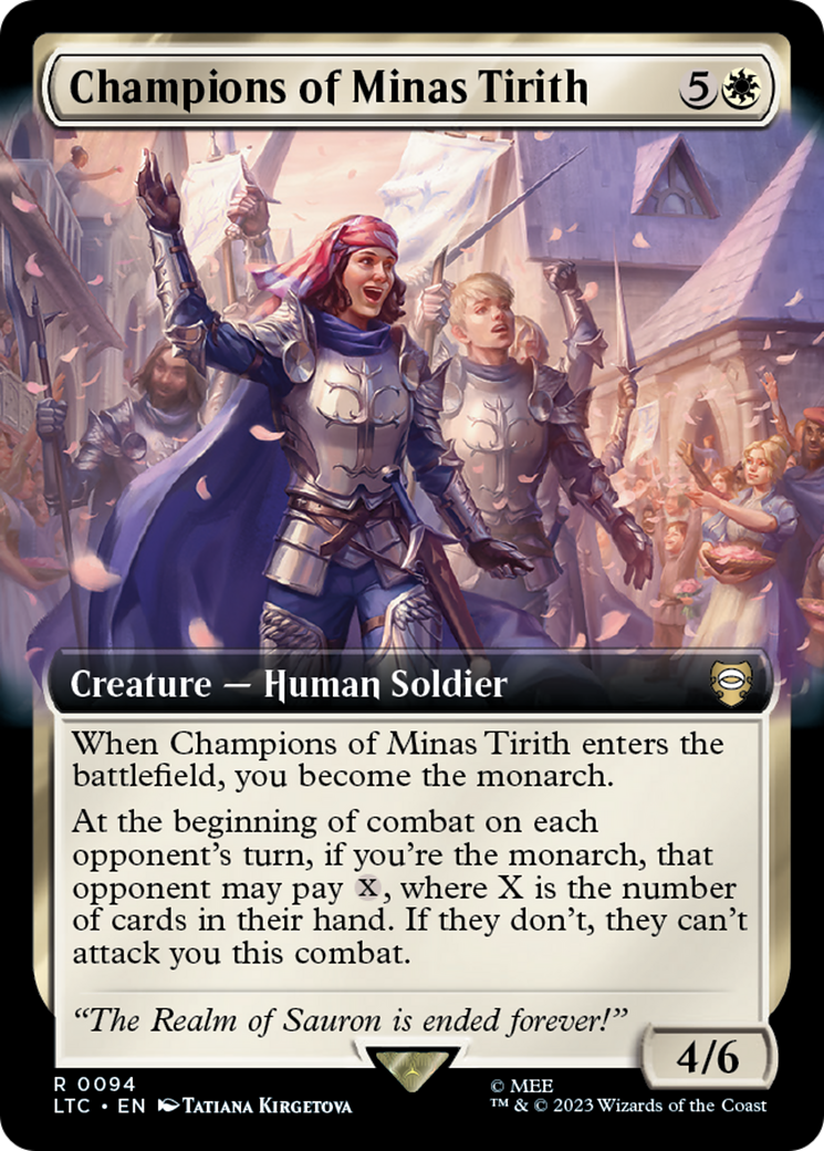 Champions of Minas Tirith (LTC-094) - Tales of Middle-earth Commander: (Extended Art) - Premium MTG Single from Wizards of the Coast - Just $0.46! Shop now at Game Crave Tournament Store