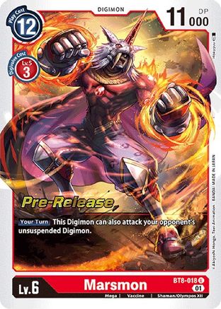 Marsmon (BT8-018) - New Awakening Pre-Release Cards Foil - Premium Digimon Single from Bandai - Just $0.25! Shop now at Game Crave Tournament Store