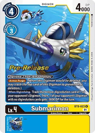 Submarimon (BT8-023) - New Awakening Pre-Release Cards Foil - Premium Digimon Single from Bandai - Just $0.42! Shop now at Game Crave Tournament Store