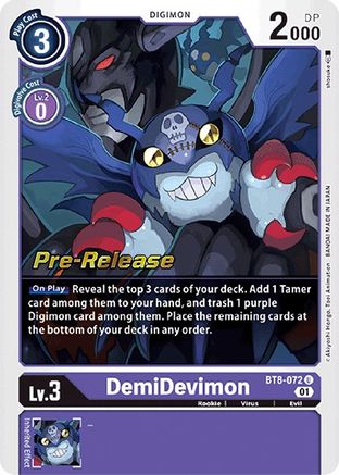 DemiDevimon (BT8-072) - New Awakening Pre-Release Cards Foil - Premium Digimon Single from Bandai - Just $3.10! Shop now at Game Crave Tournament Store