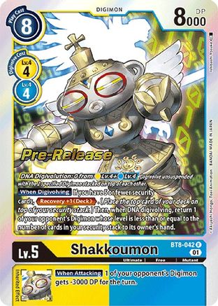 Shakkoumon (BT8-042) - New Awakening Pre-Release Cards Foil - Premium Digimon Single from Bandai - Just $0.16! Shop now at Game Crave Tournament Store