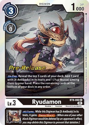 Ryudamon (BT8-060) - New Awakening Pre-Release Cards Foil - Premium Digimon Single from Bandai - Just $1.09! Shop now at Game Crave Tournament Store