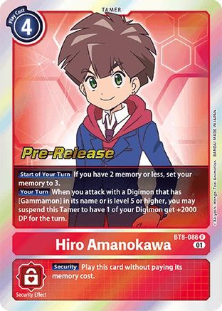 Hiro Amanokawa (BT8-086) - New Awakening Pre-Release Cards Foil - Premium Digimon Single from Bandai - Just $0.80! Shop now at Game Crave Tournament Store
