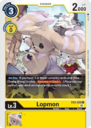 Lopmon (EX2-020) - Digital Hazard - Premium Digimon Single from Bandai - Just $0.25! Shop now at Game Crave Tournament Store