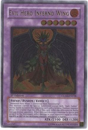 Evil Hero Inferno Wing (UTR) (GLAS-EN038) - Gladiator's Assault Unlimited - Premium Yugioh Single from Konami - Just $32.41! Shop now at Game Crave Tournament Store