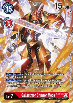 Gallantmon Crimson Mode (Alternate Art) (EX2-073) - Digital Hazard Foil - Premium Digimon Single from Bandai - Just $8.08! Shop now at Game Crave Tournament Store