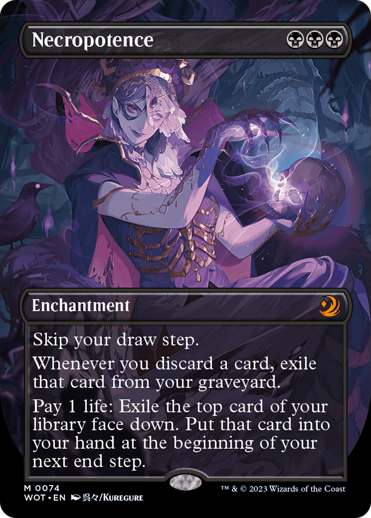 Necropotence (WOT-074) - Wilds of Eldraine: Enchanting Tales (Borderless) - Premium MTG Single from Wizards of the Coast - Just $4.64! Shop now at Game Crave Tournament Store