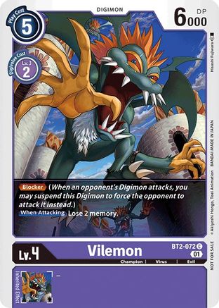 Vilemon - BT2-072 (Tamer Party Vol. 4 Promo) (BT2-072) - Release Special Booster - Premium Digimon Single from Bandai - Just $0.28! Shop now at Game Crave Tournament Store