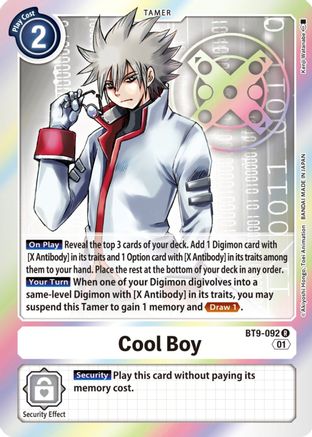 Cool Boy (BT9-092) - X Record Foil - Premium Digimon Single from Bandai - Just $3.40! Shop now at Game Crave Tournament Store