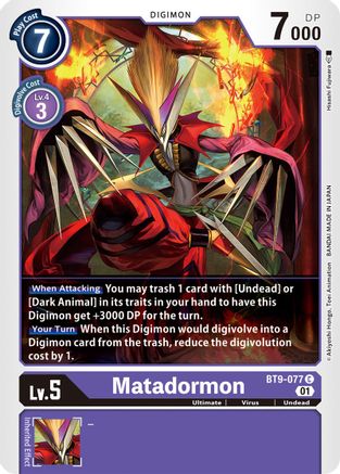 Matadormon (BT9-077) - X Record - Premium Digimon Single from Bandai - Just $0.25! Shop now at Game Crave Tournament Store