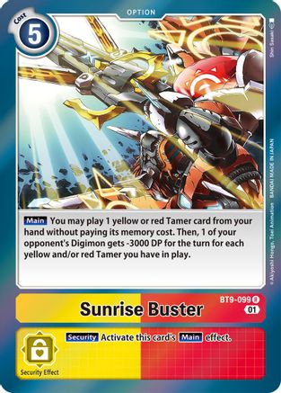 Sunrise Buster (BT9-099) - X Record Foil - Premium Digimon Single from Bandai - Just $0.25! Shop now at Game Crave Tournament Store