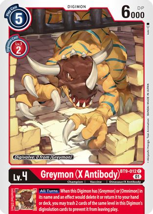 Greymon (X Antibody) (BT9-012) - X Record - Premium Digimon Single from Bandai - Just $0.43! Shop now at Game Crave Tournament Store