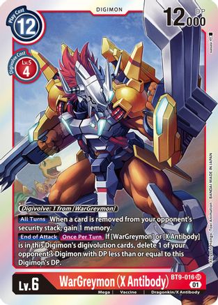 WarGreymon (X Antibody) (BT9-016) - X Record Foil - Premium Digimon Single from Bandai - Just $1.29! Shop now at Game Crave Tournament Store
