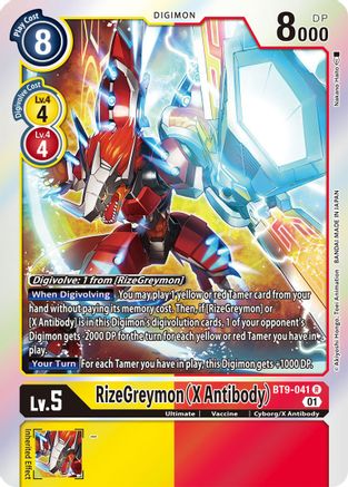 RizeGreymon (X Antibody) (BT9-041) - X Record Foil - Premium Digimon Single from Bandai - Just $0.27! Shop now at Game Crave Tournament Store