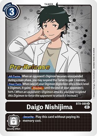 Daigo Nishijima (BT9-089) - X Record Pre-Release Cards Foil - Premium Digimon Single from Bandai - Just $0.65! Shop now at Game Crave Tournament Store