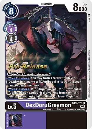 DexDoruGreymon (BT9-078) - X Record Pre-Release Cards Foil - Premium Digimon Single from Bandai - Just $6.32! Shop now at Game Crave Tournament Store