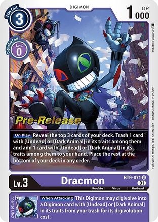 Dracmon (BT9-071) - X Record Pre-Release Cards Foil - Premium Digimon Single from Bandai - Just $3.18! Shop now at Game Crave Tournament Store