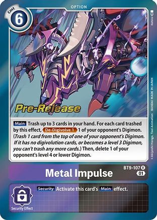 Metal Impulse (BT9-107) - X Record Pre-Release Cards Foil - Premium Digimon Single from Bandai - Just $1.90! Shop now at Game Crave Tournament Store