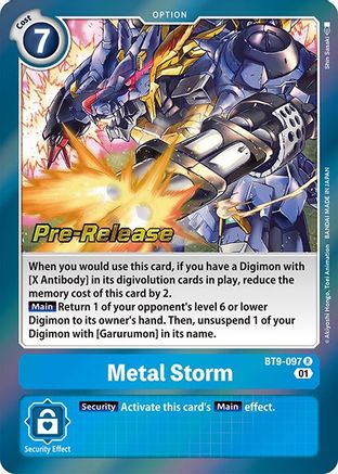 Metal Storm (BT9-097) - X Record Pre-Release Cards Foil - Premium Digimon Single from Bandai - Just $0.25! Shop now at Game Crave Tournament Store