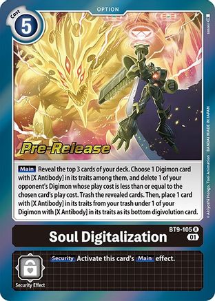Soul Digitalization (BT9-105) - X Record Pre-Release Cards - Premium Digimon Single from Bandai - Just $0.13! Shop now at Game Crave Tournament Store