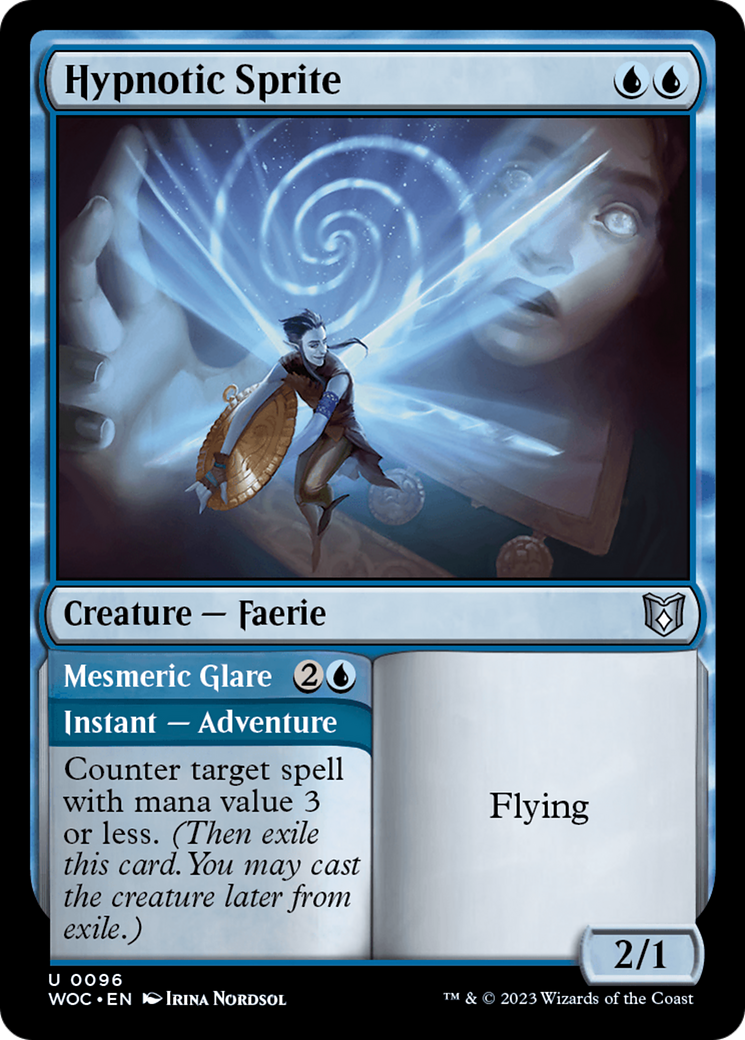 Hypnotic Sprite // Mesmeric Glare (WOC-096) - Wilds of Eldraine Commander - Premium MTG Single from Wizards of the Coast - Just $0.08! Shop now at Game Crave Tournament Store