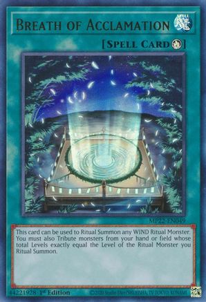 Breath of Acclamation (MP22-EN049) - 2022 Tin of the Pharaoh's Gods 1st Edition - Premium Yugioh Single from Konami - Just $0.08! Shop now at Game Crave Tournament Store
