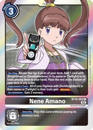 Nene Amano (BT10-092) - Xros Encounter Foil - Premium Digimon Single from Bandai - Just $0.08! Shop now at Game Crave Tournament Store