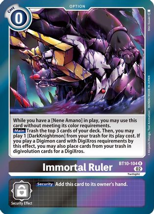 Immortal Ruler (BT10-104) - Xros Encounter Foil - Premium Digimon Single from Bandai - Just $0.08! Shop now at Game Crave Tournament Store