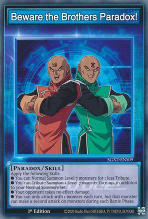 Beware the Brothers Paradox! (SGX2-ENS09) - Speed Duel GX: Midterm Paradox 1st Edition - Premium Yugioh Single from Konami - Just $0.25! Shop now at Game Crave Tournament Store