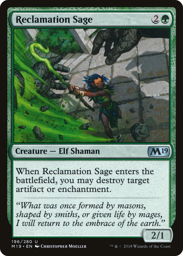 Reclamation Sage (M19-196) - Core Set 2019 Foil - Premium MTG Single from Wizards of the Coast - Just $0.42! Shop now at Game Crave Tournament Store