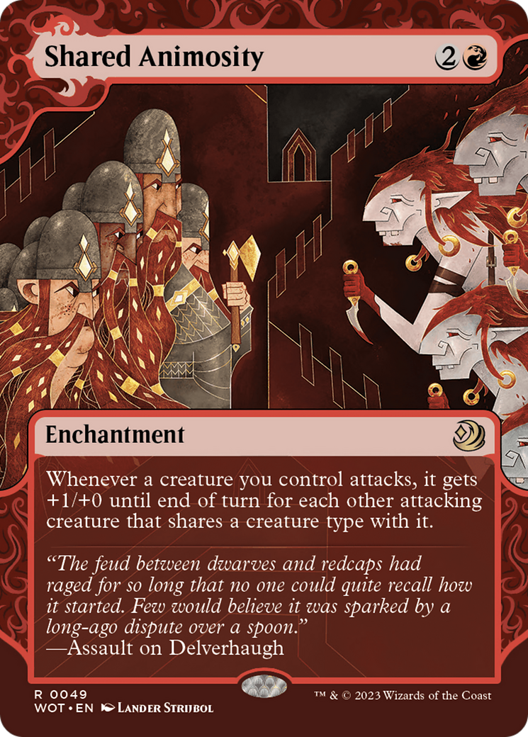 Shared Animosity (WOT-049) - Wilds of Eldraine: Enchanting Tales: (Showcase) (Borderless) - Premium MTG Single from Wizards of the Coast - Just $0.16! Shop now at Game Crave Tournament Store