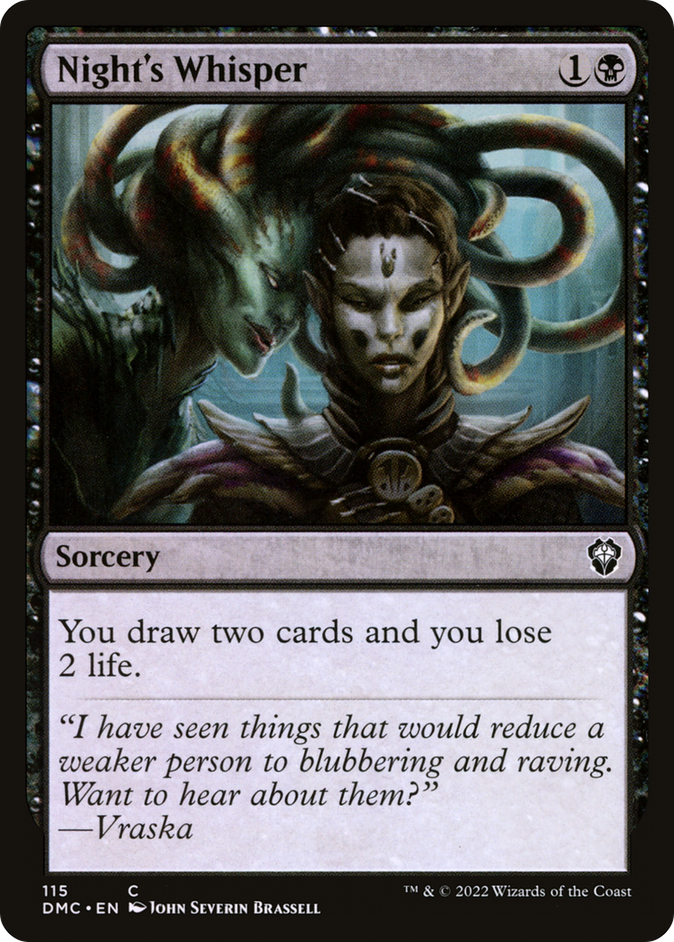 Night's Whisper (DMC-115) - Dominaria United Commander - Premium MTG Single from Wizards of the Coast - Just $1.72! Shop now at Game Crave Tournament Store