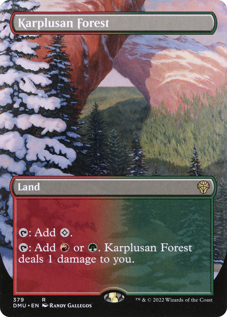 Karplusan Forest (DMU-379) - Dominaria United (Borderless) Foil - Premium MTG Single from Wizards of the Coast - Just $2.20! Shop now at Game Crave Tournament Store