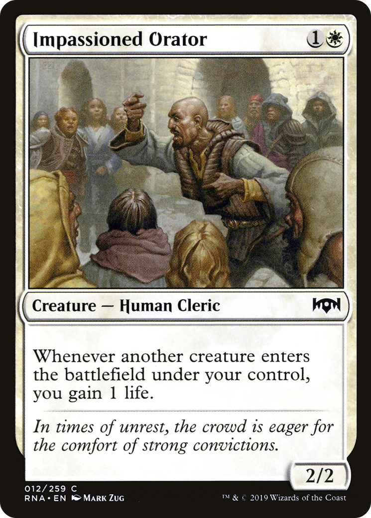 Impassioned Orator (RNA-012) - Ravnica Allegiance - Premium MTG Single from Wizards of the Coast - Just $0.08! Shop now at Game Crave Tournament Store