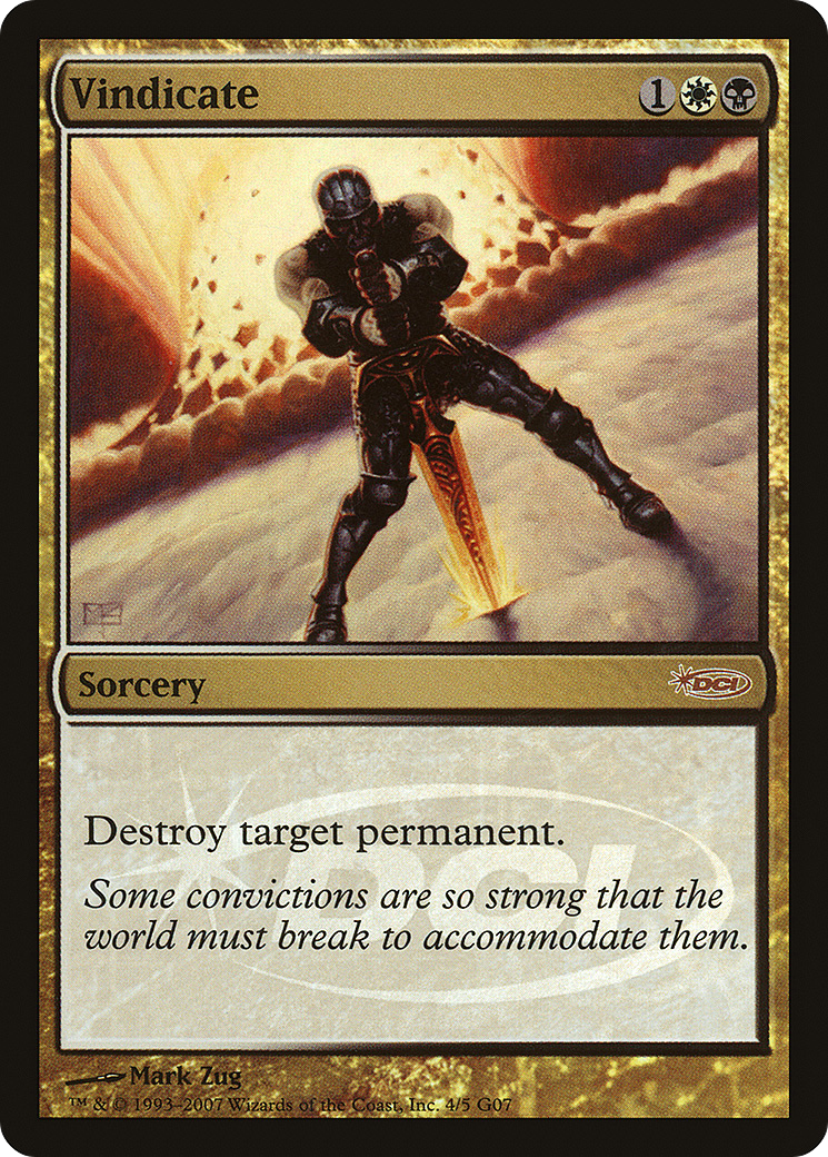 Vindicate (G07-004) - Judge Gift Cards 2007 Foil - Premium MTG Single from Wizards of the Coast - Just $20.23! Shop now at Game Crave Tournament Store