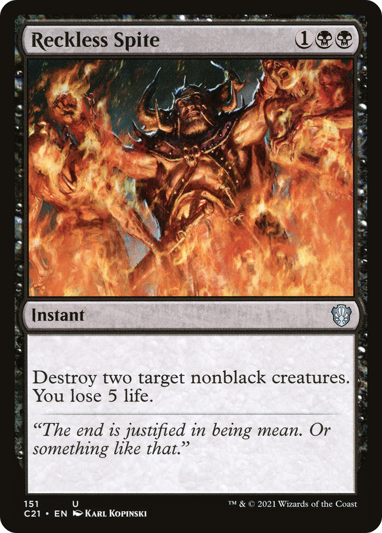 Reckless Spite (C21-151) - Commander 2021 - Premium MTG Single from Wizards of the Coast - Just $0.25! Shop now at Game Crave Tournament Store