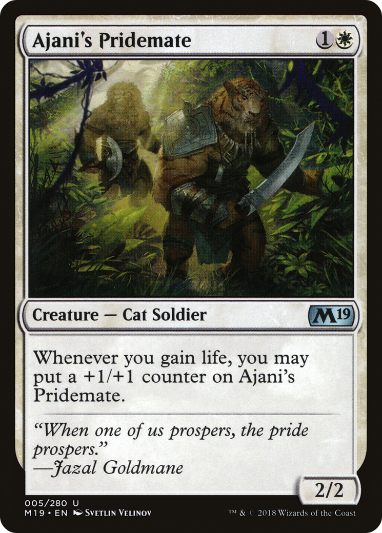 Ajani's Pridemate (M19-005) - Core Set 2019 Foil - Premium MTG Single from Wizards of the Coast - Just $0.09! Shop now at Game Crave Tournament Store