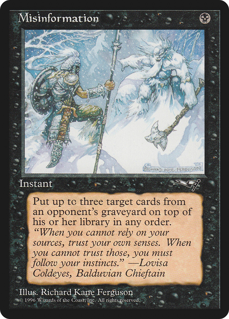 Misinformation (ALL-056) - Alliances - Premium MTG Single from Wizards of the Coast - Just $0.10! Shop now at Game Crave Tournament Store
