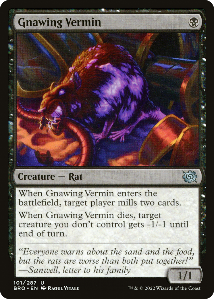Gnawing Vermin (BRO-101) - The Brothers' War Foil - Premium MTG Single from Wizards of the Coast - Just $0.08! Shop now at Game Crave Tournament Store